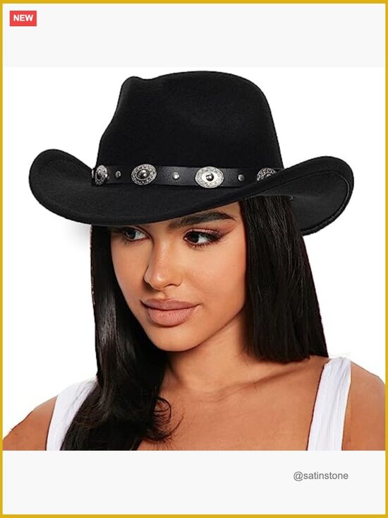 Felt Cowboy Hat for Women Cowgirls Adjustable 22-22.75in main image 4